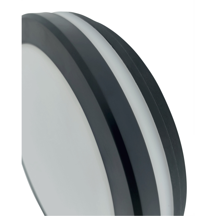 LED-Badezimmer-Deckenleuchte mit Bewegungsmelder – 20 W, 230 V, einstellbare Farbtemperatur (3000/4000/6500 K), Ø 23 cm, IP54, Anthrazit