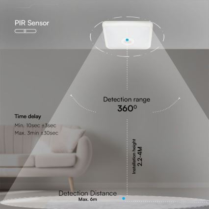 LED-Deckenleuchte mit Sensor LED/12W/230V 3000/4000/6000K weiß