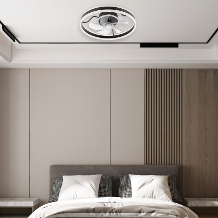 LED Dimmbares Deckenleuchte mit Ventilator APOLLO LED/38W/230V Schwarz + Fernbedienung
