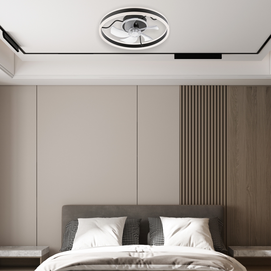 LED Dimmbares Deckenleuchte mit Ventilator APOLLO LED/38W/230V Schwarz + Fernbedienung