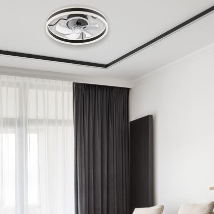 LED Dimmbares Deckenleuchte mit Ventilator APOLLO LED/38W/230V Schwarz + Fernbedienung