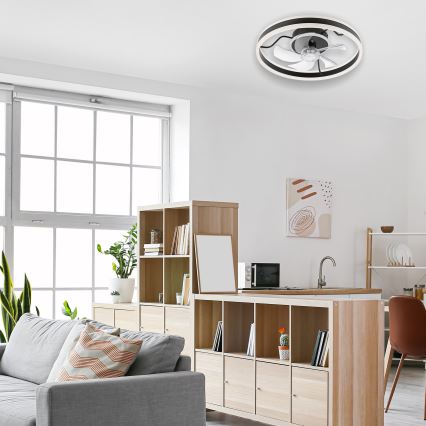 LED Dimmbares Deckenleuchte mit Ventilator APOLLO LED/38W/230V Schwarz + Fernbedienung