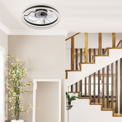 LED Dimmbares Deckenleuchte mit Ventilator APOLLO LED/38W/230V Schwarz + Fernbedienung