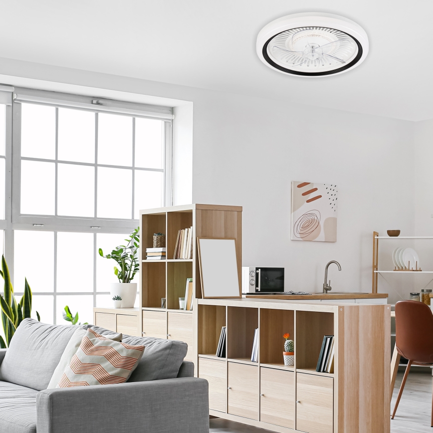 Dimmbare LED-Deckenleuchte mit Ventilator GEMMA LED/37W/230V weiß + Fernbedienung