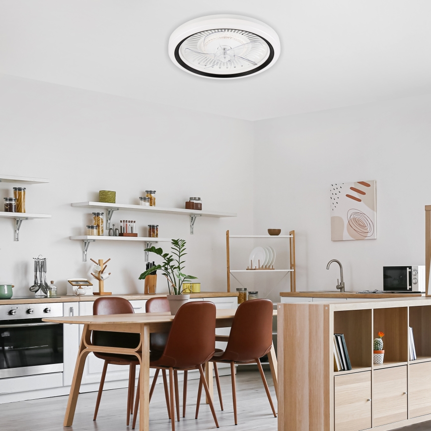 Dimmbare LED-Deckenleuchte mit Ventilator GEMMA LED/37W/230V weiß + Fernbedienung