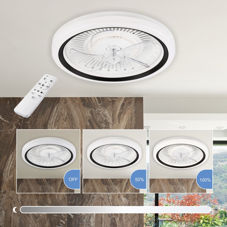 Dimmbare LED-Deckenleuchte mit Ventilator GEMMA LED/37W/230V weiß + Fernbedienung