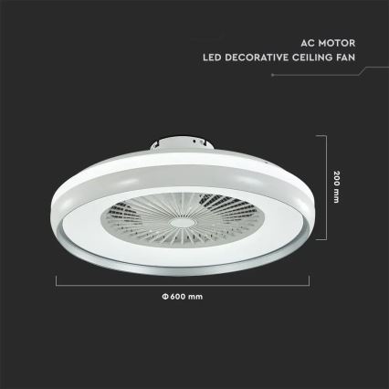 LED-Deckenleuchte mit Ventilator LED/45W/230V 3000/4000/6500K grau + Fernbedienung