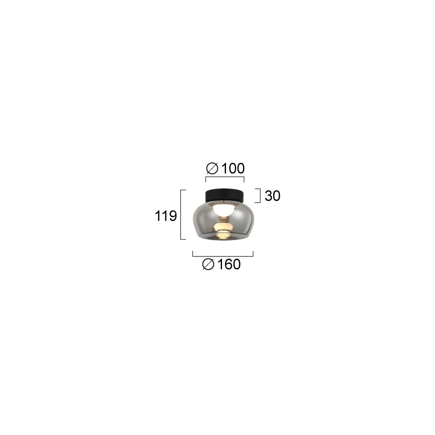 LED-Deckenleuchte NADIA LED/9W/230V Ø 16 cm rauchgrau/schwarz