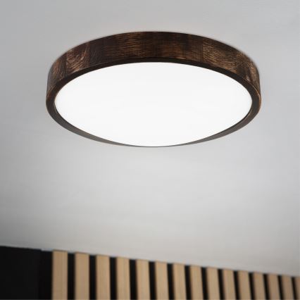 LED-Deckenleuchte OAK SMOKY SLIM LED/36W/230V 4000K Ø 37 cm Eiche/dunkelbraun