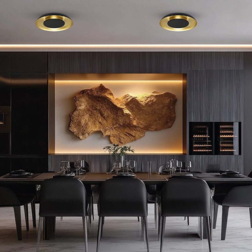 LED-Deckenleuchte PIATTINO LED/30W/230V 3000/4000/6000K Ø 40 cm schwarz/gold