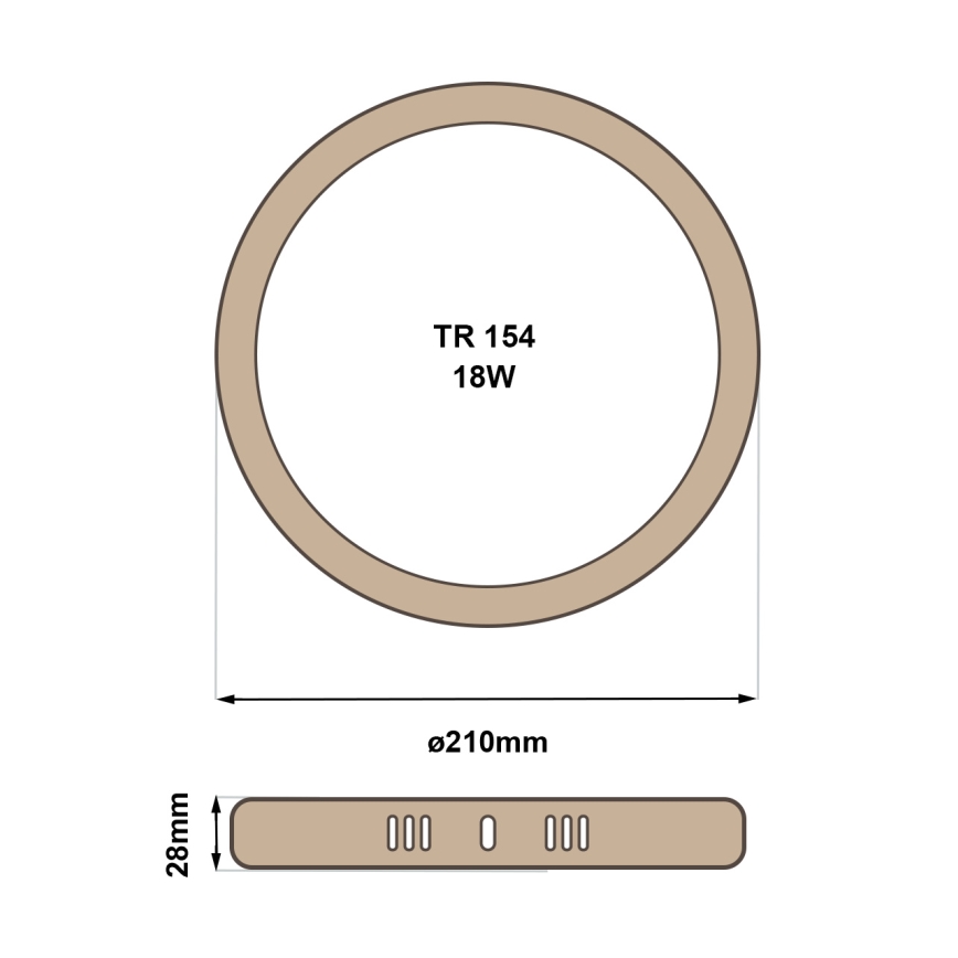 LED-Deckenleuchte RING LED/18W/230V 4200K d 21 cm braun
