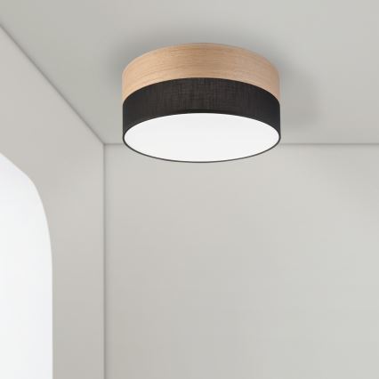 LED-Deckenleuchte SIRJA WOOD LED/20W/230V d 35 cm schwarz/Eiche