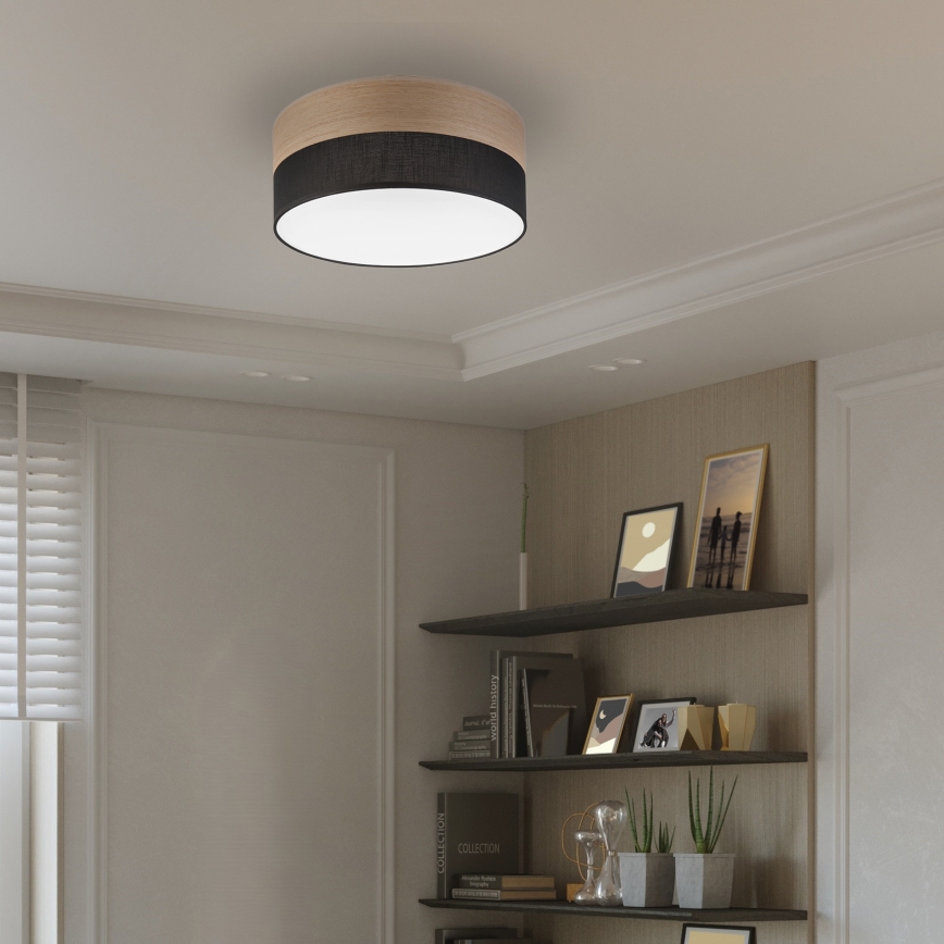 LED-Deckenleuchte SIRJA WOOD LED/20W/230V d 35 cm schwarz/Eiche