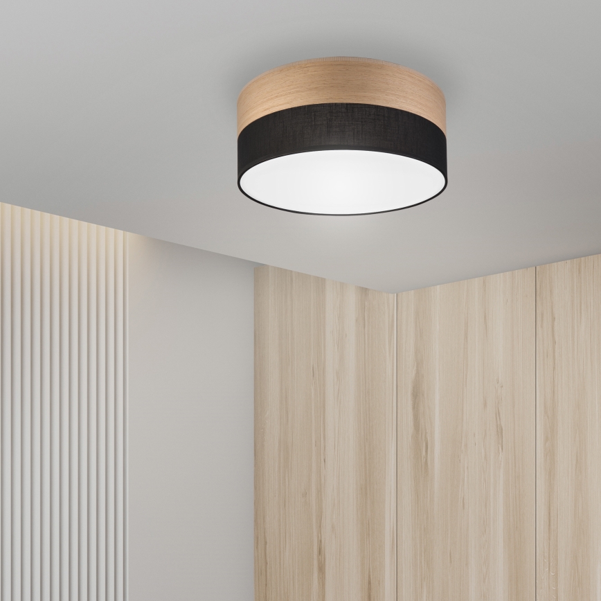 LED-Deckenleuchte SIRJA WOOD LED/20W/230V d 35 cm schwarz/Eiche
