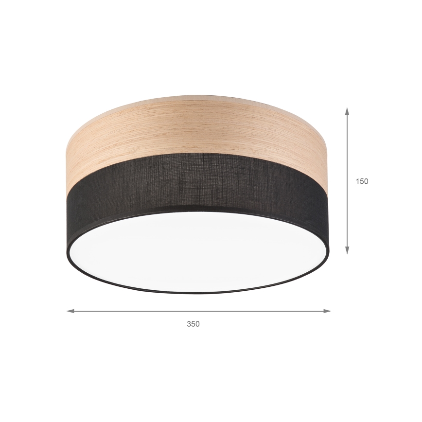 LED-Deckenleuchte SIRJA WOOD LED/20W/230V d 35 cm schwarz/Eiche