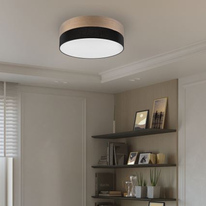 LED-Deckenleuchte SIRJA WOOD LED/36W/230V d 45 cm schwarz/Eiche