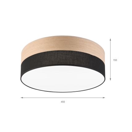 LED-Deckenleuchte SIRJA WOOD LED/36W/230V d 45 cm schwarz/Eiche