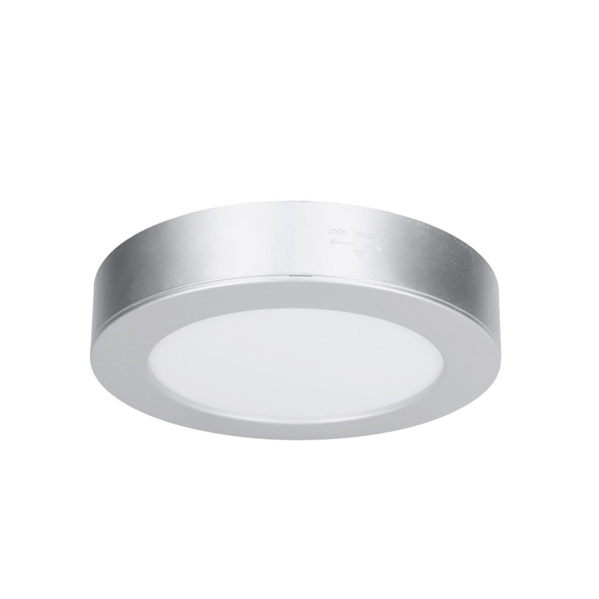 LED-Deckenpanel 2-in-1 (Aufputz-/Einbau-Panel), 12 W, 230 V, 3000/4000/6000 K, Ø17 cm, IP54, silber