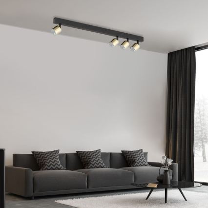LED-Deckenspot TOP 4xGU10/10W/230V schwarz/gold