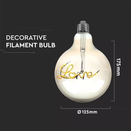 LED Dekorative Glühbirne FILAMENT G125 E27/5W/230V 2200K