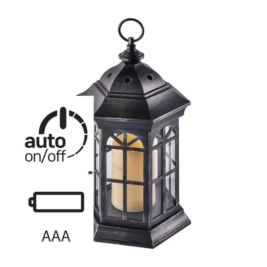 LED dekorativer Laterne 1xLED/0,6W/3xAAA schwarz