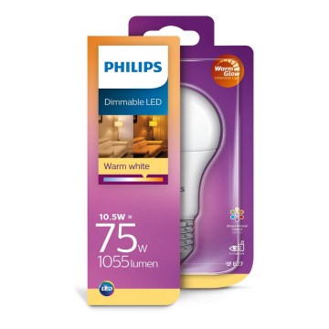 LED-Dimm-Glühlampe Philips Warm Glow A60 E27/10,5/230V 2.200K-2.700K