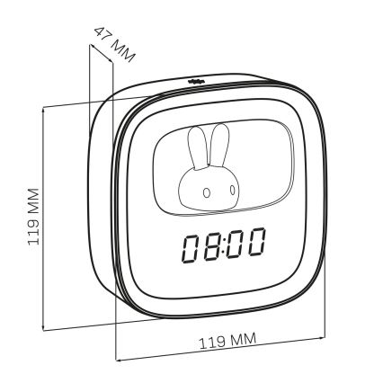 LED dimmbare Nachtlampe mit Wecker BUNNY LED/1,2W/5V 3000K