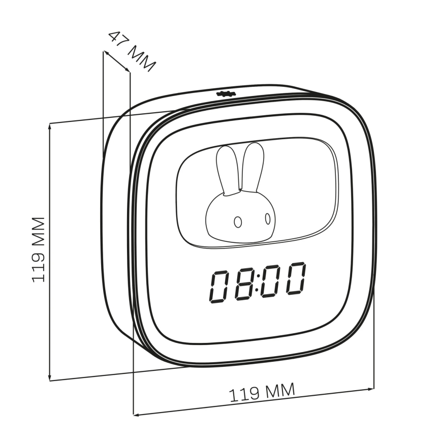 LED dimmbare Nachtlampe mit Wecker BUNNY LED/1,2W/5V 3000K