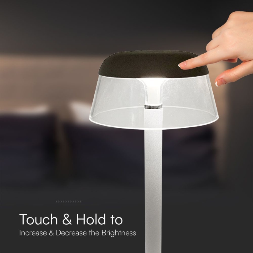 LED Dimm- und aufladbare Tischleuchte mit Touch-Funktion LED/3W/5V 3000-6000K 1800 mAh weiß