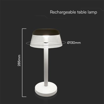 LED Dimm- und aufladbare Tischleuchte mit Touch-Funktion LED/3W/5V 3000-6000K 1800 mAh weiß