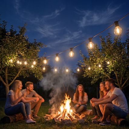 Dimmbare LED-Außen-Dekorations-Lichterkette 36xE12/1W/24/230V 22,35 m IP65 schwarz + Fernbedienung