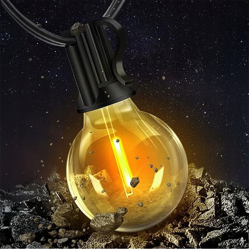 Dimmbare LED-Außen-Dekorations-Lichterkette 36xE12/1W/24/230V 22,35 m IP65 schwarz + Fernbedienung