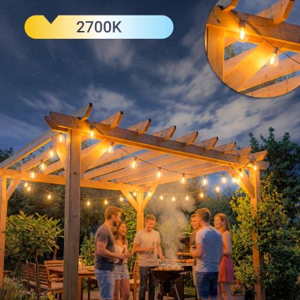 Dimmbare LED-Außen-Dekorations-Lichterkette 36xE12/1W/24/230V 22,35 m IP65 schwarz + Fernbedienung