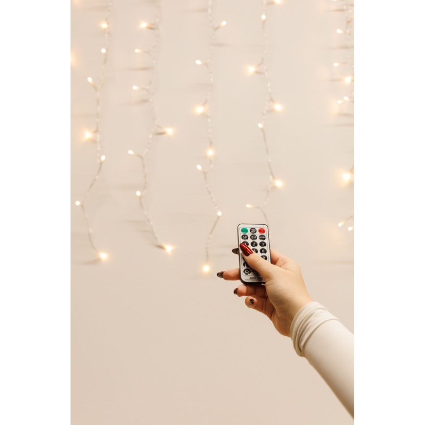 Dimmbarer LED-Außen-Lichtvorhang CURTAIN 360xLED/8,4W/230V 2x2 m IP44 warmweiß + Fernbedienung