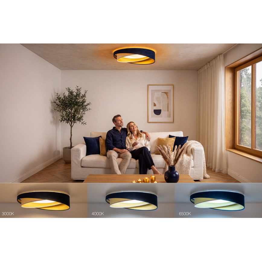 Dimmbare LED-Deckenleuchte SMART GALAXY MODERN LED/24W/230V 3000-6500K Ø 55 cm blau/weiß/gold + Fernbedienung