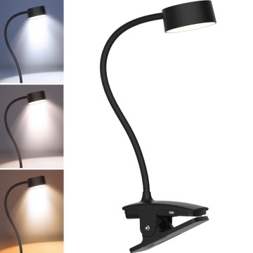 LED Dimmbar flexible aufladbar Tischleuchte mit Klemme LED/2W/1800 mAh 3000/4000/6500K schwarz