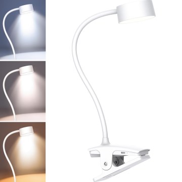 LED Dimmbar flexible aufladbar Tischleuchte mit Klemme LED/2W/1800 mAh 3000/4000/6500K weiß