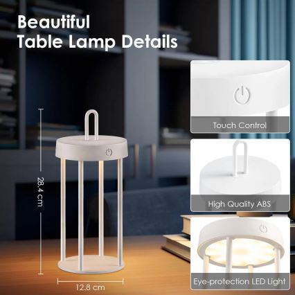 Dimmbare, wiederaufladbare LED-Tischlampe für den Außenbereich mit Touch-Bedienung GENTLE LED/1,5W/3,7V 3000 mAh IP44 weiß