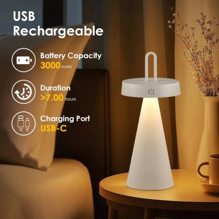 LED dimmbar, wiederaufladbar, Touch-Tischlampe für den Außenbereich HALO LED/1,5W/3,7V 3000 mAh IP44 grau