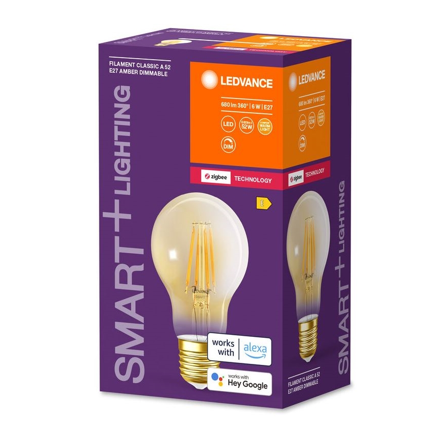 LED-Dimmable-Glühbirne SMART+ FILAMENT A55 E27/6W/230V 2400K - Ledvance