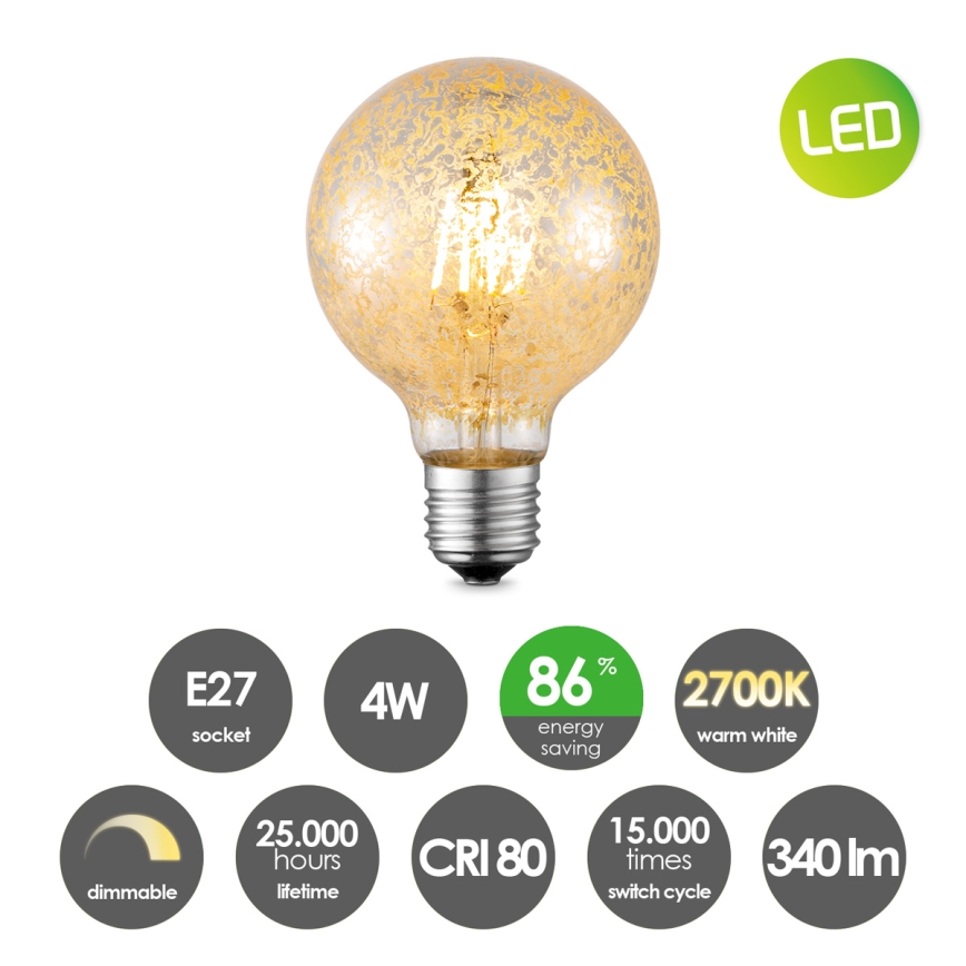 LED-Dimmable Vintage Edison Glühbirne G95 E27/4W/230V 2700K