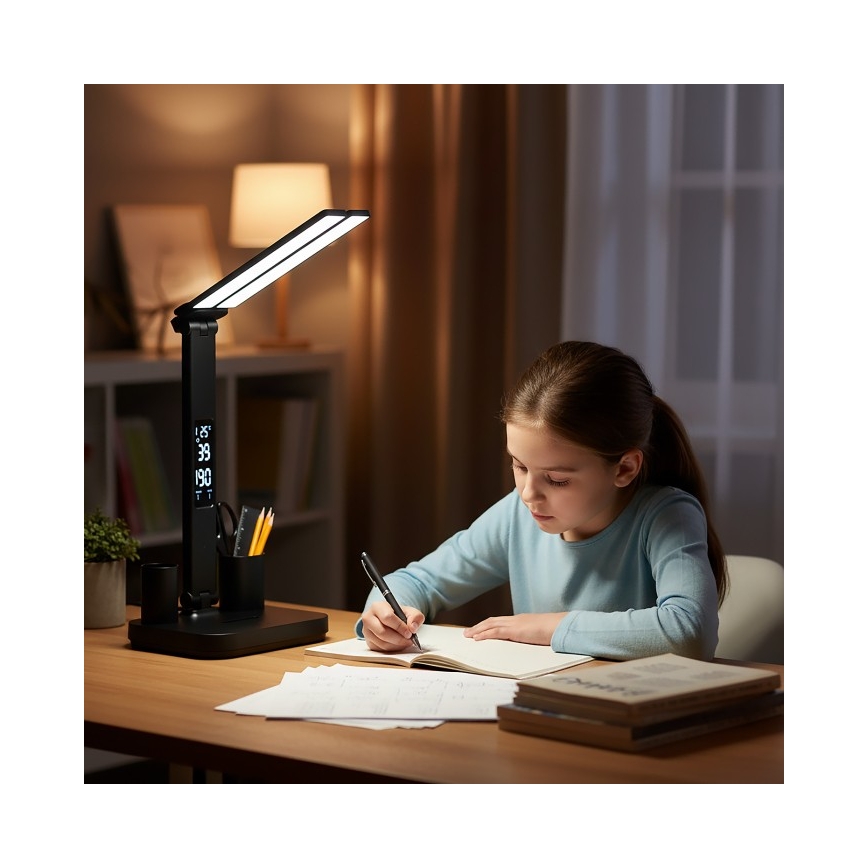 Dimmbare, wiederaufladbare LED-Tischlampe NOBLITE P LED/5W/5V 3000/4000/6000K 2200 mAh schwarz