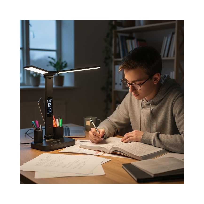 Dimmbare, wiederaufladbare LED-Tischlampe NOBLITE P LED/5W/5V 3000/4000/6000K 2200 mAh schwarz