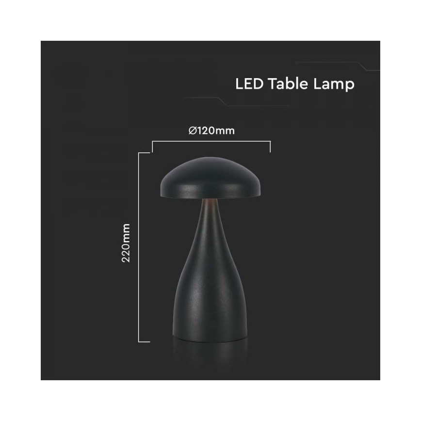 LED dimmbare wiederaufladbare Touch-Tischlampe LED/1W/5V 3000-6000K 1800 mAh schwarz