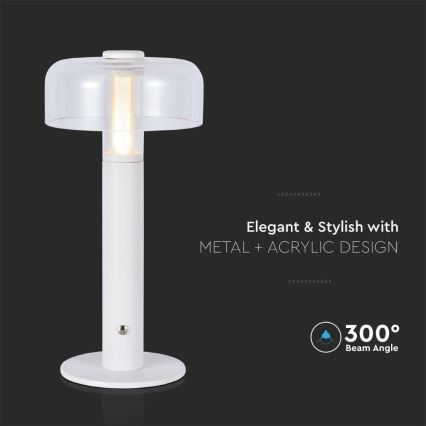 LED dimmbare, wiederaufladbare Touch-Tischlampe LED/1W/5V 3000K 1800 mAh weiß