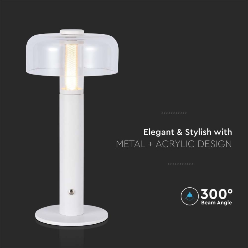 LED dimmbare, wiederaufladbare Touch-Tischlampe LED/1W/5V 3000K 1800 mAh weiß