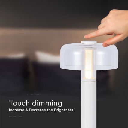 LED dimmbare, wiederaufladbare Touch-Tischlampe LED/1W/5V 3000K 1800 mAh weiß