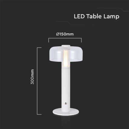 LED dimmbare, wiederaufladbare Touch-Tischlampe LED/1W/5V 3000K 1800 mAh weiß
