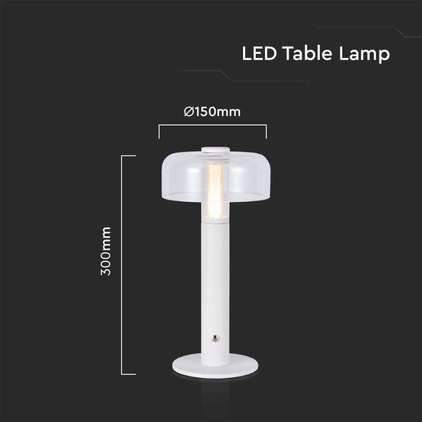 LED dimmbare, wiederaufladbare Touch-Tischlampe LED/1W/5V 3000K 1800 mAh weiß