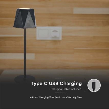 LED dimmbare wiederaufladbare Touch-Tischlampe LED/4W/5V 3000-6000K 1800 mAh schwarz